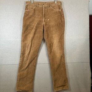 Vintage LL Bean Pants Mens 36x34 Flannel Lined Corduroy Tan Brown Made in USA